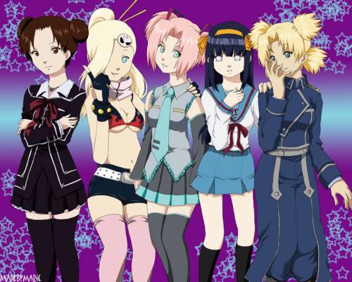 Смотреть Арт в стиле Блич - Наруто Девушки на Animes.BY!